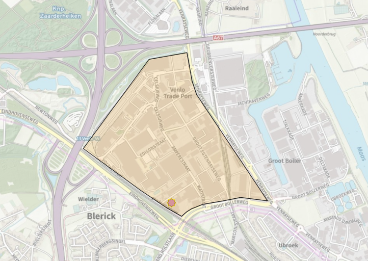 Kaart omgeving brand Voltastraat