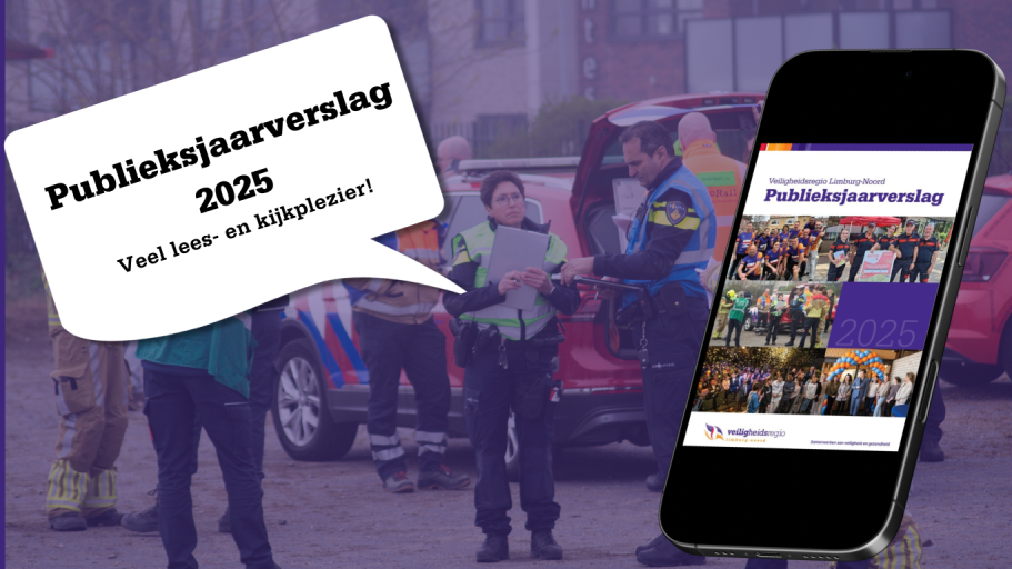 Afbeelding met telefoon waar het publieksjaarverslag op te zien is